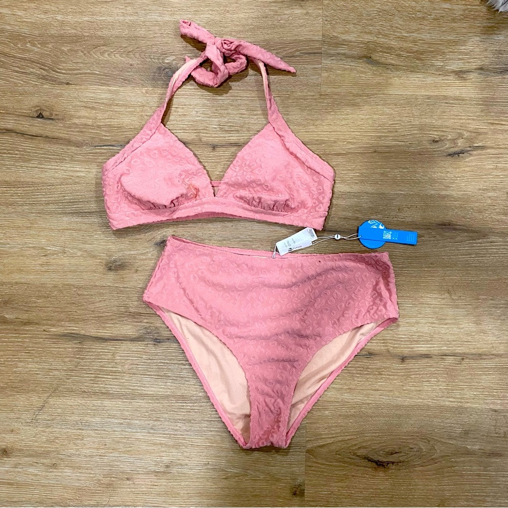 Cupshe High Waisted Pink Cheetah Bikini